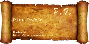Pitz Iván névjegykártya